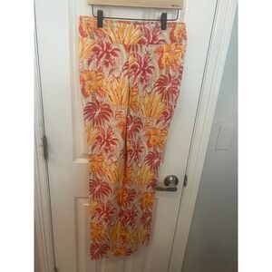 J.McLaughlin Masie Pant Pink Khaki Palm Fig Tropical Print Straight Leg NWT 2